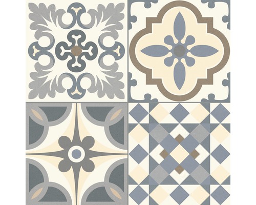 Dekoratívna dlaždica s geometrickými a kvetinovými vzormi
