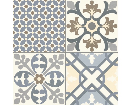 Dlaždice s rôznymi kvetinovými a geometrickými vzormi