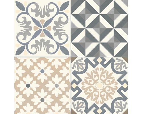 Vzor zo štyroch dlaždíc s rôznymi vzormi