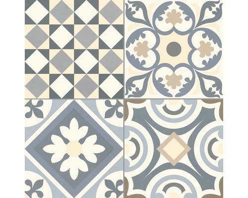 Vzor dlaždíc s geometrickými a kvetinovými motívmi