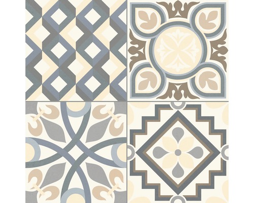 Dlaždice s geometrickými a kvetinovými vzormi