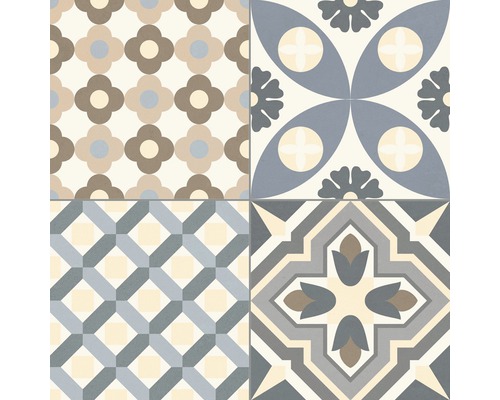 Vzor dlaždíc s geometrickými a kvetinovými motívmi