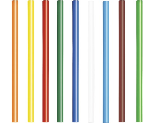 Viacfarebné plastové okrúhle tyče v rade