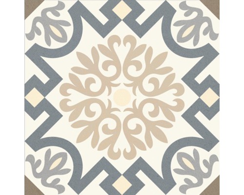 Dekoratívna dlaždica s kvetinovým vzorom a geometrickými prvkami