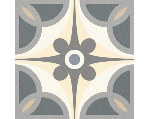 Dekoratívna podlahová dlaždica s geometrickým a kvetinovým vzorom