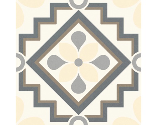 Dekoratívna dlaždica s geometrickým vzorom a kvetinovým prvkom