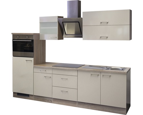 Kuchynská linka so vstavanou rúrou, digestorom, drezom a varnou doskou