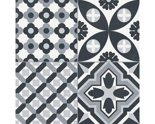 Dlaždice s rôznymi geometrickými a kvetinovými vzormi