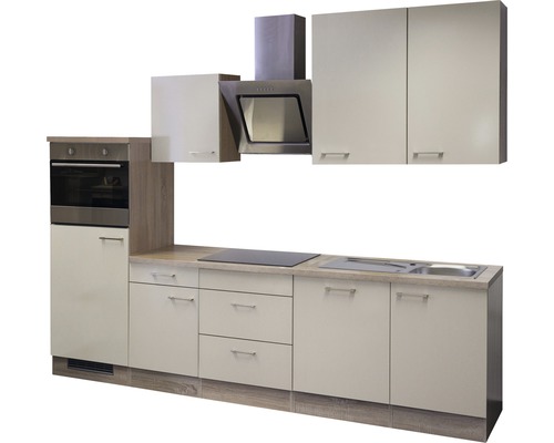 Kompletná kuchynská linka so závesnými skrinkami, digestorom, drezom, varnou doskou a vstavanou rúrou