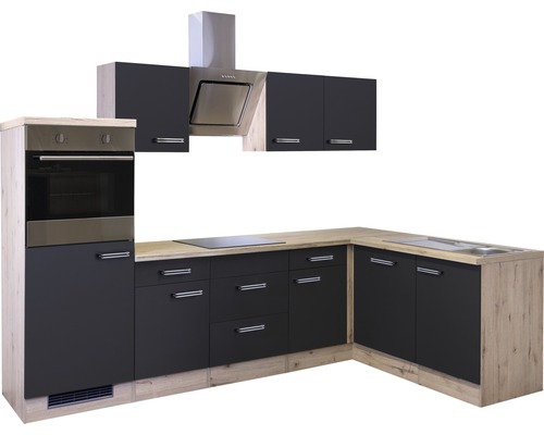 Vstavaná kuchyňa so skrinkami, drezom, varnou doskou, digestorom a rúrou