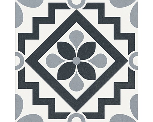 Dekoratívna podlahová dlaždica s kvetinovým vzorom a geometrickými prvkami