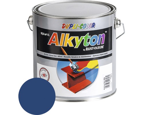 Farba na kov hrdzu i drevo DUPLI-COLOR Alkyton lesklá enziánová modrá 2,5 l Plechovka farby Dupli-Color Alkyton s ochranou proti korózii na kov a drevo