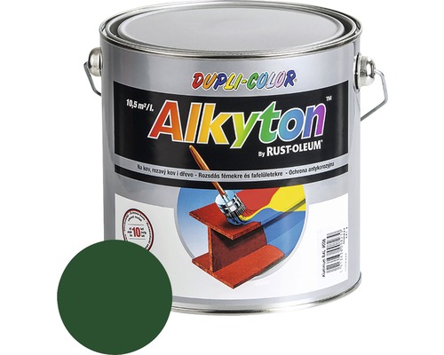 Farba na kov hrdzu i drevo DUPLI-COLOR Alkyton lesklá smaragdová zelená 2,5 l Farba na ochranu proti korózii Alkyton od spoločnosti Dupli Color v plechovke