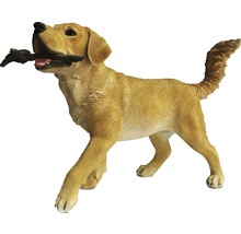 Dekoratívna figúrka labradorského retrievera s kusom dreva v papuli