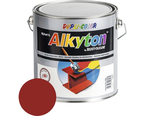 Farba na kov hrdzu i drevo DUPLI-COLOR Alkytón lesklá ohnivo červená 2,5 l Vedro s farbou Alkyton od Dupli-Color