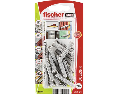 Fischer univerzálne hmoždinky UX 6 x 35 R, 20 kusov