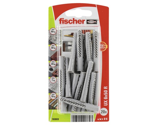 Fischer univerzálne hmoždinky UX 6 x 50 R, balenie 20 kusov
