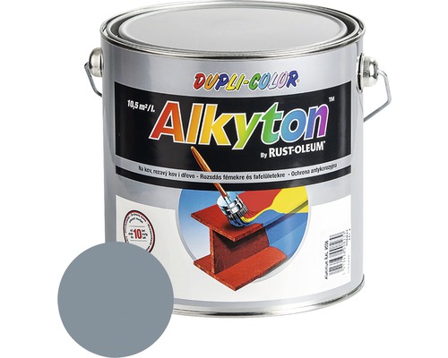 Farba na kov hrdzu i drevo DUPLI-COLOR Alkytón lesklá svetlo šedá RAL 7001 2,5 l Dupli Color Alkyton antikorózna farba v plechovke