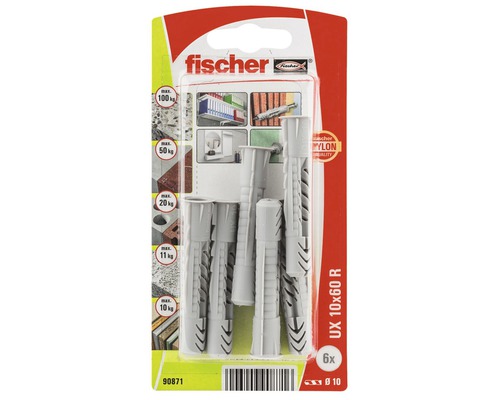 Fischer UX 10x60 R univerzálne hmoždinky, balenie 6 kusov