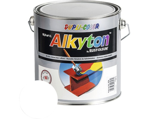 Farba na kov hrdzu i drevo DUPLI-COLOR Alkyton lesklá signálna biela RAL 9003 2,5 l Dupli-Color Alkyton antikorózna farba v plechovke