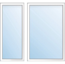 Dve biele plastové okná rôznych veľkostí