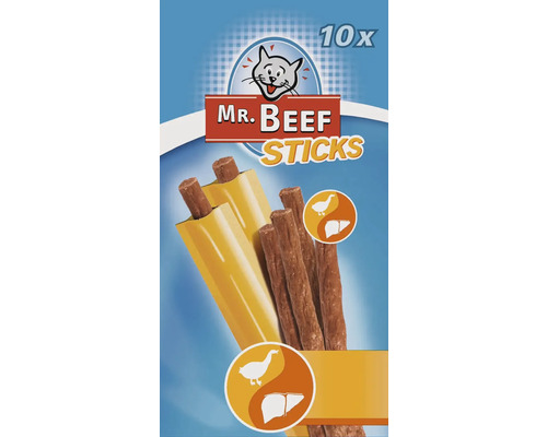 Maškrty pre mačky Mr. Beef Cat kuracie mäso a pečienka 10 ks Mr. Beef Sticks maškrta pre mačky 10 kusov