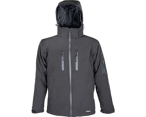 Čierna softshellová bunda s kapucňou