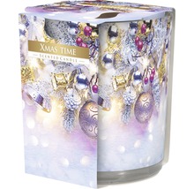 Vianočná vonná sviečka v skle s dekorom