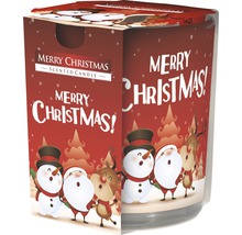 Vonná sviečka s vianočným motívom a nápisom Veselé Vianoce