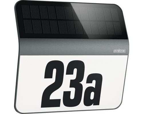 LED solárne nástenné osvetlenie domového čísla Steinel XSolar LH-N IP44 0,03 W 2 lm 4000 K antracitové so súmrakovým senzorom Solárne osvetlenie domového čísla s číslom 23a