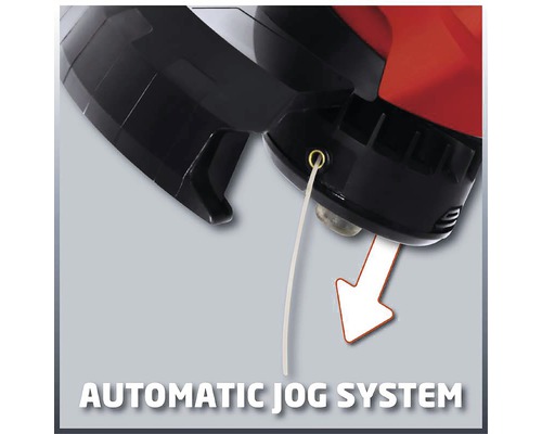 Detailný záber automatického posuvného systému strunovej kosačky.