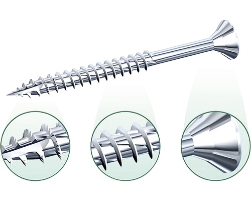 Skrutka do dreva so zapustenou hlavou a závitom