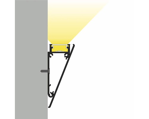 LED profilové svietidlo na montáž na stenu so svetelným kužeľom