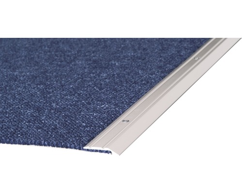 ALU ukončovacia lišta Sahara 4-5mmx30mm/1 m (predvŕtaná) Modrý koberec so strieborným schodiskovým profilom