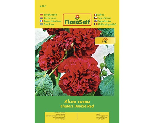 Topoľovka Chaters Double Red 'Alcea rosea' kvetinové semená FloraSelf