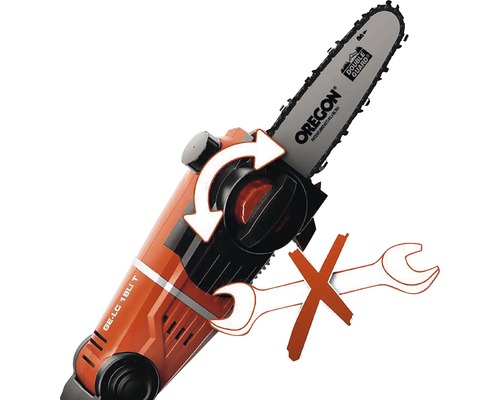 Reťazová píla, výmena reťaze bez použitia náradia