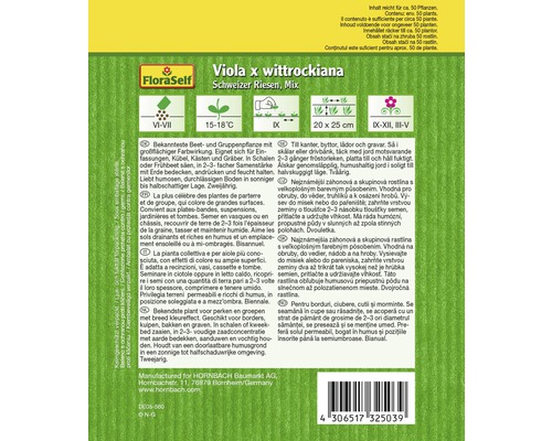 Balenie Viola x wittrockiana Schweizer Riesen, Mix