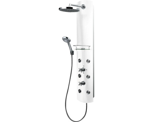 Sprchový panel Schulte s termostatom a hlavovou sprchou hliník biely (D9676 04)