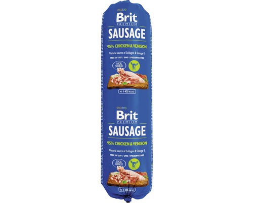 Maškrta pre psov Brit Premium Sausage Chicken & Venison 800 g Brit Premium klobása s 95 percentami kuracieho a divinového mäsa