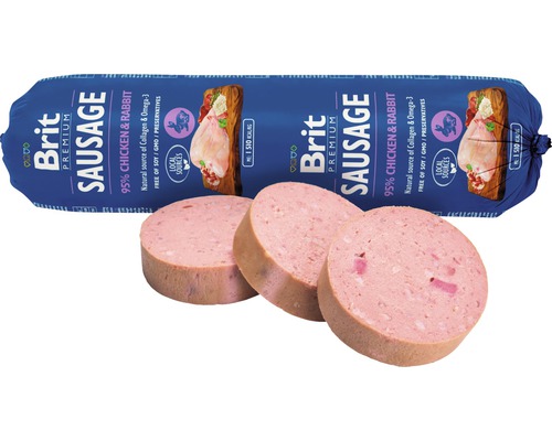 Brit Premium klobása s kuracím a králičím mäsom