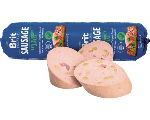 Brit Premium klobása morčacie a hrášok
