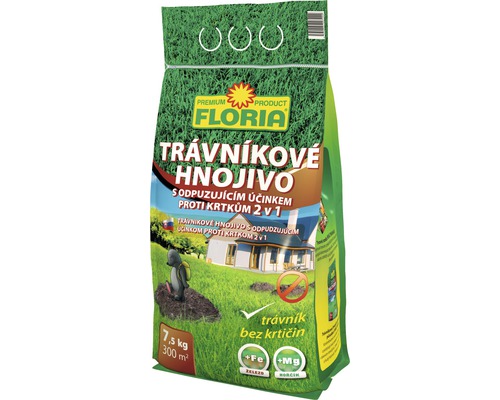 Trávnikové hnojivo FLORIA s odpudzujúcim účinkom proti krtkom 7,5 kg Trávnikové hnojivo s odpudzujúcim účinkom proti krtkom v 7,5-kilogramovom balení