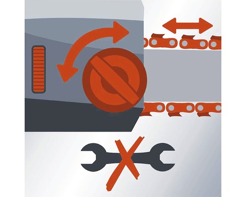 Symbol napínania reťaze bez použitia náradia