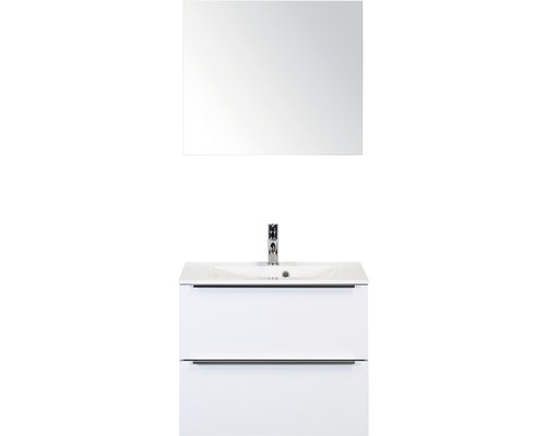Kúpeľňový nábytkový set Pulse 70 cm s umývadlom a zrkadlom biela vysoko lesklá