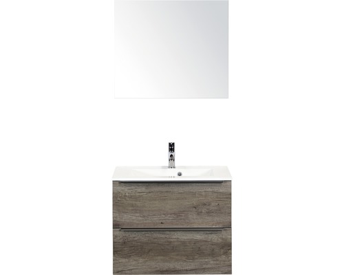 Kúpeľňový nábytkový set Pulse 70 cm s umývadlom dub Nebraska a zrkadlom