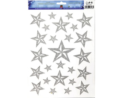 Okenná fólia strieborné hviezdy Okno samolepky s motívmi hviezd na vianočné dekorácie
