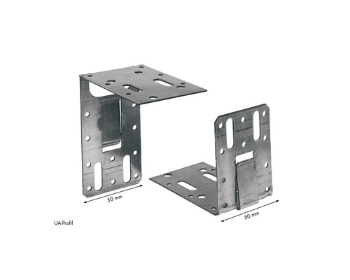 Dva kovové uholníky s otvormi na upevnenie.