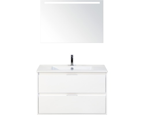 Kúpeľňová zostava Sanox Porto keramika zrkadlo 90 cm biela s LED