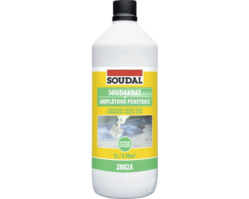 Penetrácia SOUDAL Soudakrat akrylátový základný náter 1 kg Soudal Soudakrat akrylátová penetrácia, jednolitrová fľaša