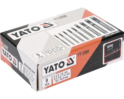 Sada vyrážačov čapov Yato v balení, 9 kusov